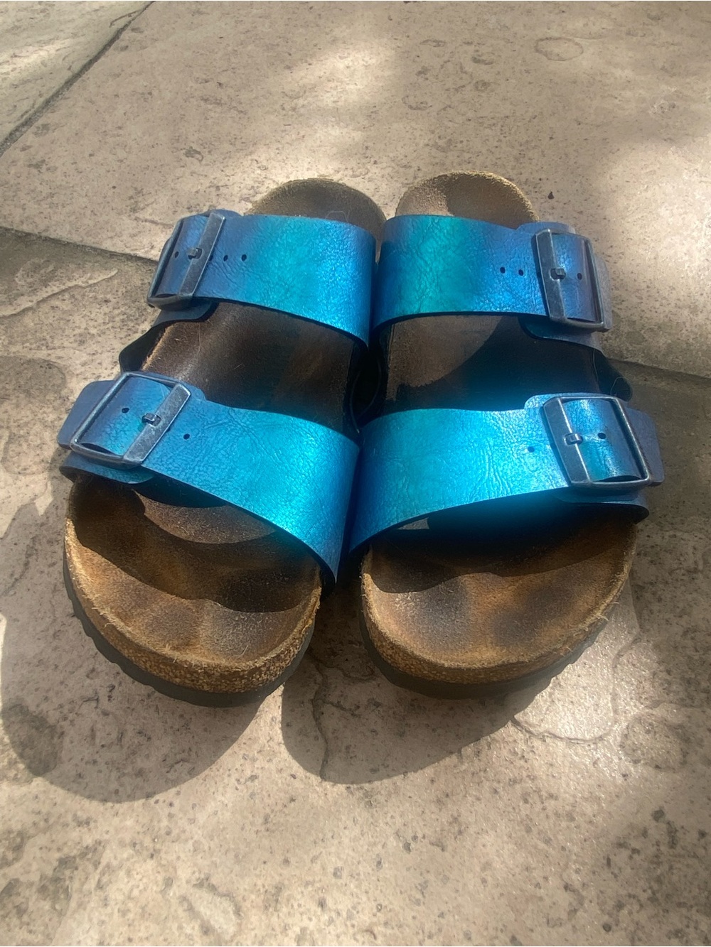 WOMEN'S BIRKENSTOCK  GRACEFUL GEMM BLUE ARIZONA LEATHER SANDALS.
size 41